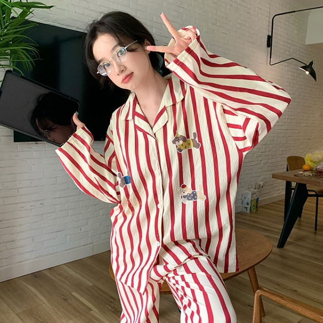 Bộ đồ ngủ Tay áo dài cotton pijama đồ mặc nhà nữ