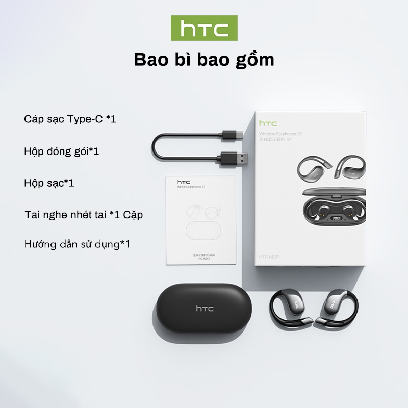 HTC NE57 Tai nghe dịch thuật AI Tai nghe Bluetooth 6.0 AI Dịch thuật thời gian thực HiFi Màn hình kỹ thuật số thông minh Chất lượng âm thanh Giảm tiếng ồn Techno | BigBuy360 - bigbuy360.vn
