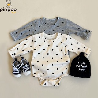 Bộ áo liền quần dài tay bằng cotton cho bé trai Pinpoo dành cho quần áo tình yêu chấm bi cho trẻ sơ sinh và bé gái
