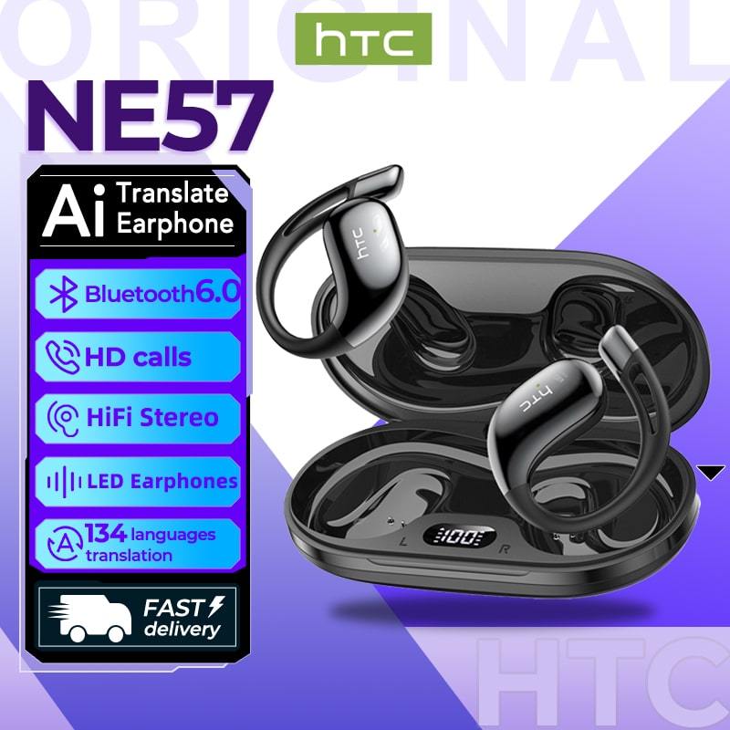HTC NE57 Tai Nghe Phiên Dịch AI Phiên dịch đồng thời hai chiều Dịch thuật AI Bluetooth 6.0 Hỗ trợ 134 ngôn ngữ Tai nghe không dây Tai nghe móc tai không dây Âm thanh chất lượng cao Thiết kế thời trang Pin 200mAh | BigBuy360 - bigbuy360.vn