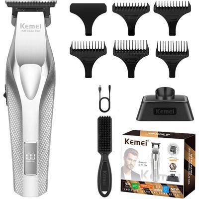 Kemei 3023-702 Máy cắt tóc không dây Zero Gapped Máy cắt tóc chuyên nghiệp Nam Cắt hoàn thiện có thể sạc lại Máy trích dẫn tóc