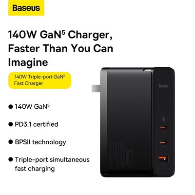 Bộ sạc nhanh Baseus 140W GaN5 Pro 2C + U