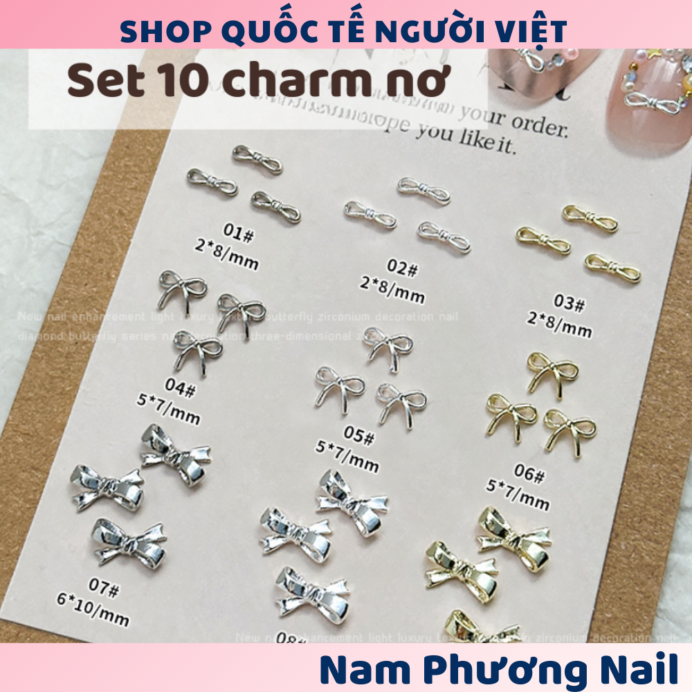 Túi 10 charm nơ trang trí móng dễ thương 🌸 Nam Phương Nail 🌸