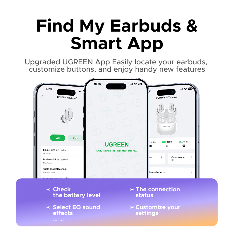 Tai nghe UGREEN Dots Bluetooth 6.0TWS Hỗ trợ 4 Mic Bộ mã âm thanh AAC / SBC Âm thanh âm thanh Hi-Pure Âm thanh không | BigBuy360 - bigbuy360.vn