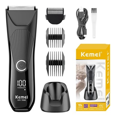 Kemei Body Tông Đơ Cắt Tóc Cho Nam Nữ Groin Tẩy Lông Điện Bóng Tông Đơ Có Thể Giặt Groomer Pubic Leg Nách Nách Ngực Máy Cạo Râu
