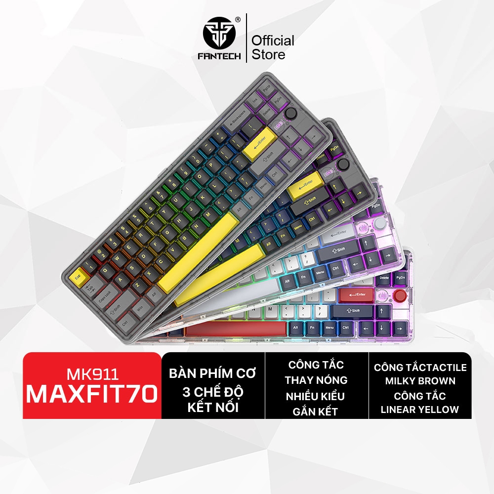 FANTECH Bàn Phím Cơ Có Dây Và Không Dây Phía Nam Mặt RGB PBT Chìa Khóa DIY Con Gái Ban Bàn Phím Có T