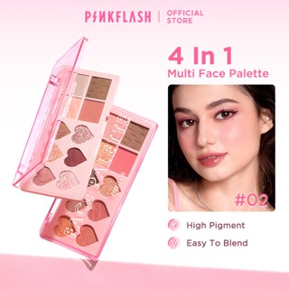 PINKFLASH Bảng Phấn Mắt Kiêm Phấn Bắt Sáng Và Tạo Khối 4 Trong 1 Cao Cấp