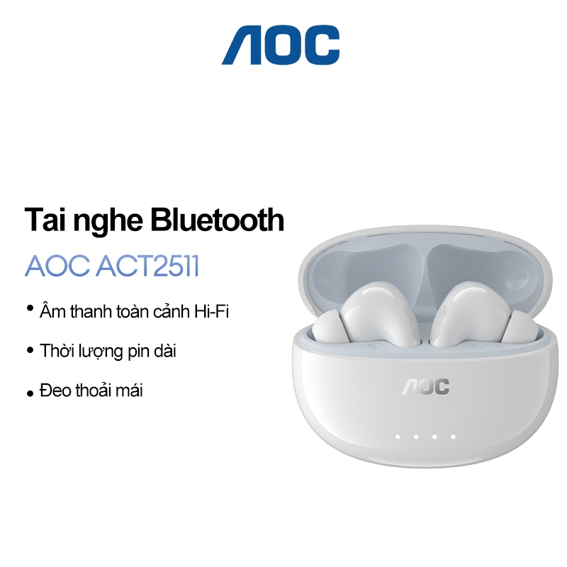 Tai nghe Bluetooth AOC ACT2511 và Tai nghe không dây TWS có âm thanh toàn cảnh HiFi và cuộc gọi thoại trong suốt cộng với tuổi thọ pin dài 18H và vừa vặn thoải mái | BigBuy360 - bigbuy360.vn