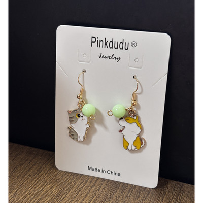 Khuyên tai Pinkdudu PD1453 hợp kim tráng men họa tiết động vật hoạt hình dễ thương cho bạn nữ