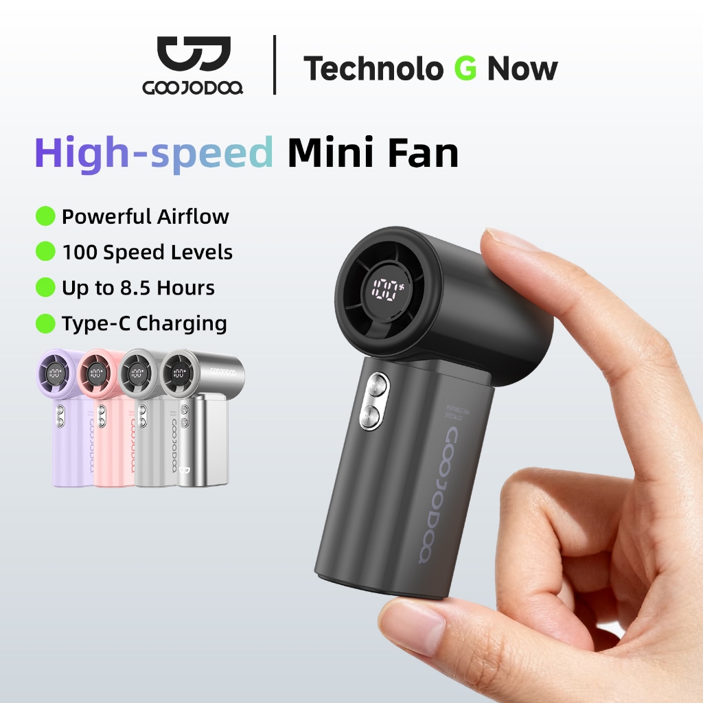 GOOJODOQ Quạt Mini GFS007 Gió di động mạnh 100 bánh tốc độ gió ​​Quạt cầm tay Turbo có thể điều chỉnh tốc độ cao ​​20000rpm cho thể thao ngoài trời | BigBuy360 - bigbuy360.vn