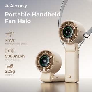  Aecooly Halo 02 quạt cầm tay Quạt di động 3 TRONG 1 Quạt cổ Quạt bàn Quạt cầm tay Turbo Quạt sạc USB nhỏ 5000 mAh gió mạnh tốc độ cao 