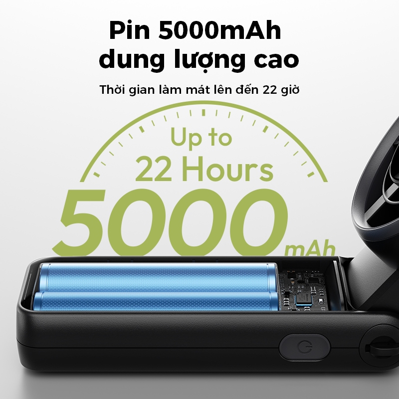 Aecooly Halo 02 quạt cầm tay Quạt di động 3 TRONG 1, Quạt cổ, Quạt bàn, Quạt cầm tay Turbo, Quạt sạc USB nhỏ 5000 mAh gió mạnh tốc độ cao | BigBuy360 - bigbuy360.vn