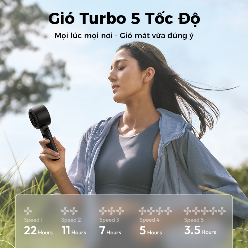 Aecooly Halo 02 quạt cầm tay Quạt di động 3 TRONG 1, Quạt cổ, Quạt bàn, Quạt cầm tay Turbo, Quạt sạc USB nhỏ 5000 mAh gió mạnh tốc độ cao | BigBuy360 - bigbuy360.vn