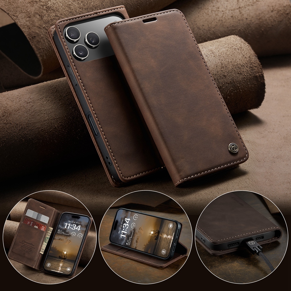 Retro Mờ Mềm Da PU Ốp Lưng Điện Thoại iPhone 16 15 14 Plus 13 17 Pro Max 16e 17e Từ Tính Lật Thẻ Ví 