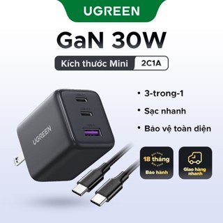 Bộ sạc USB C UGREEN 30W Nexode GaN PPS Khối sạc tường nhanh gọn Bộ chuyển đổi nguồn USB-C cho iPhone 16 Pro Max / 15 / 14 / 13 Galaxy S25 S24 Ultra / S23 (Đen)