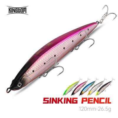 Mồi câu cá chìm bút chì 120mm 26,5g - Wobbler cứng siêu bền, phù hợp cho biển và cá bass, pike