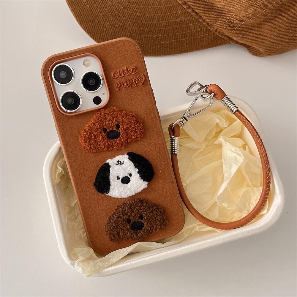 Ốp lưng iPhone cho iPhone 17 Pro Max, iPhone 16 Pro Max, iPhone 15 Pro Max, Ốp điện thoại thêu 2 tro