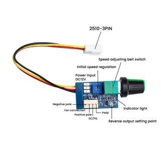 Bộ điều khiển tốc độ quạt 4 dây DC12V bằng tay có công tắc núm