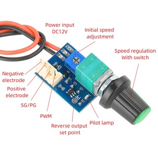 Bộ điều khiển tốc độ quạt 4 dây DC12V bằng tay có công tắc núm