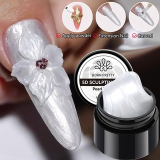  BORN PRETTY Trắng Chống Dính Tay Khắc Gel Sơn Móng Tay Cho 3D Định Hình Móng Tay Nghệ Thuật Ngọc Trai Chắc Chắn Aurora Varnish Gel Cho Móng Tay Charm Thiết Kế 