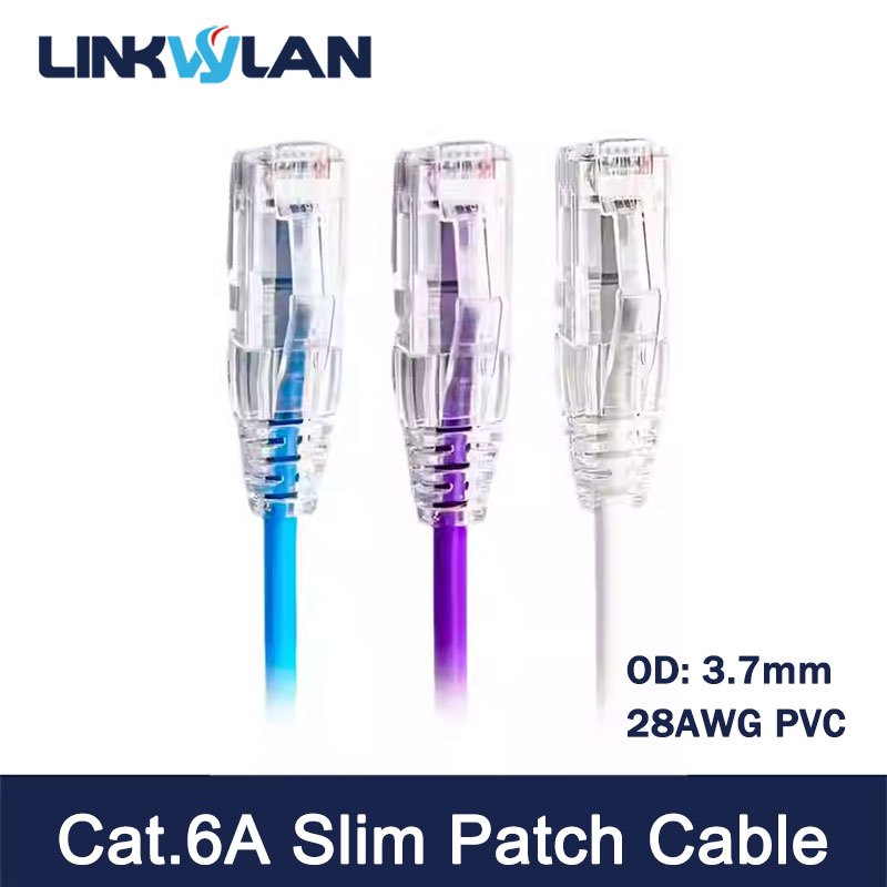 Dây vá Cat6A UTP 28AWG Cáp Ethernet mỏng RJ45 Cat6A Màu không được che chắn / Cat7 Cáp mạng được bảo vệ màu đen 4 cặp xoắn Cáp Lan Internet PVC
