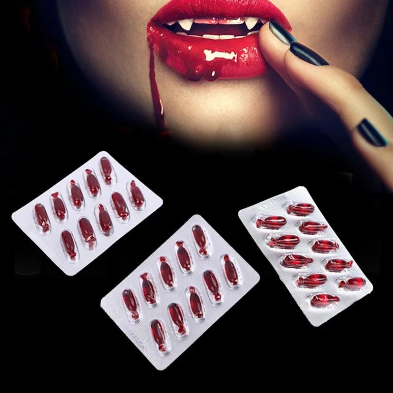 10 Viên nang máu giả 60ml / 120ml Chai chất lỏng máu giả Đạo cụ Halloween Túi máu giả Đạo cụ Prank P