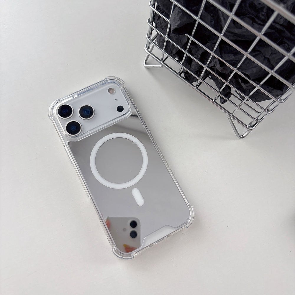 Ốp Điện Thoại Gương Sạc Từ Tính Cho iPhone 16 15 14 Plus 13 12 17 Pro Max 16e 17e Túi Khí Góc Acryli