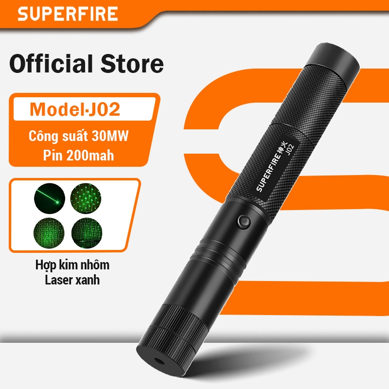 SUPERFIRE J02 Đèn pin Bút trình chiếu laser xanh lá đèn pin được xây dựng trong 200mAh Polymer Li-ion pin sạc USB Laser torchlight với dây đeo tay đặc biệt đèn pin cho hội nghị