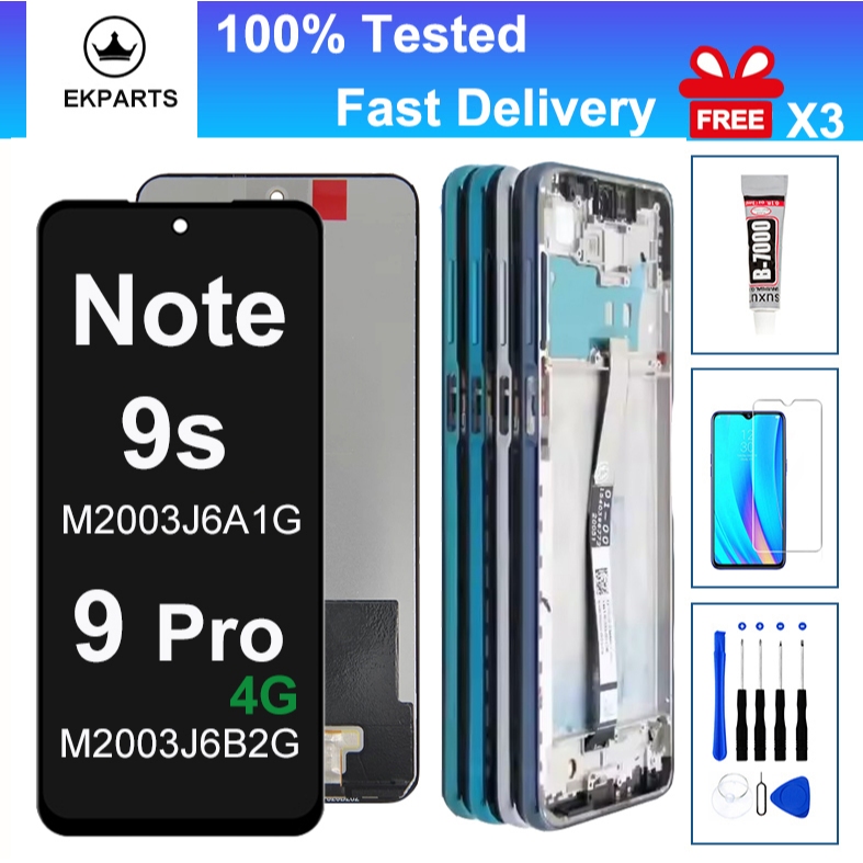 LCD Cho Xiaomi Redmi Note 9S Note 9 Pro M2003J6B2G M2003J6A1G Màn Hình Hiển Thị Bộ Số Hóa Cảm Ứng Có
