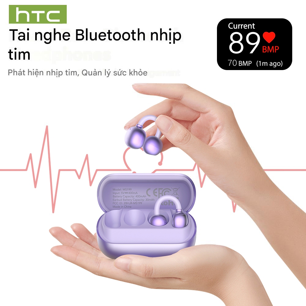 Bảo hành một năm HTC NE41 AI Dịch thuật thời gian thực Theo dõi nhịp tim Tai nghe BluetoothTWS Bluetooth 6.0 Chất lượng âm thanh HiFi IPX5 Tai nghe không dây chống nước | BigBuy360 - bigbuy360.vn