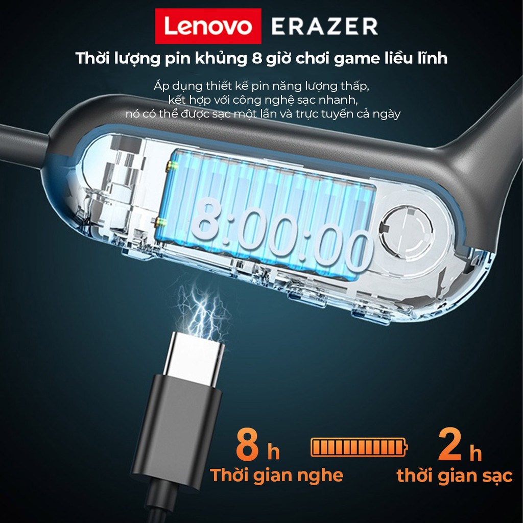 Lenovo ERAZER XF22 Dẫn Truyền Xương Không Dây Bluetooth 5.4 Tai Nghe Thể Thao Cảm Ứng Stereo HiFi Tai Nghe Chống Thấm Nước | BigBuy360 - bigbuy360.vn
