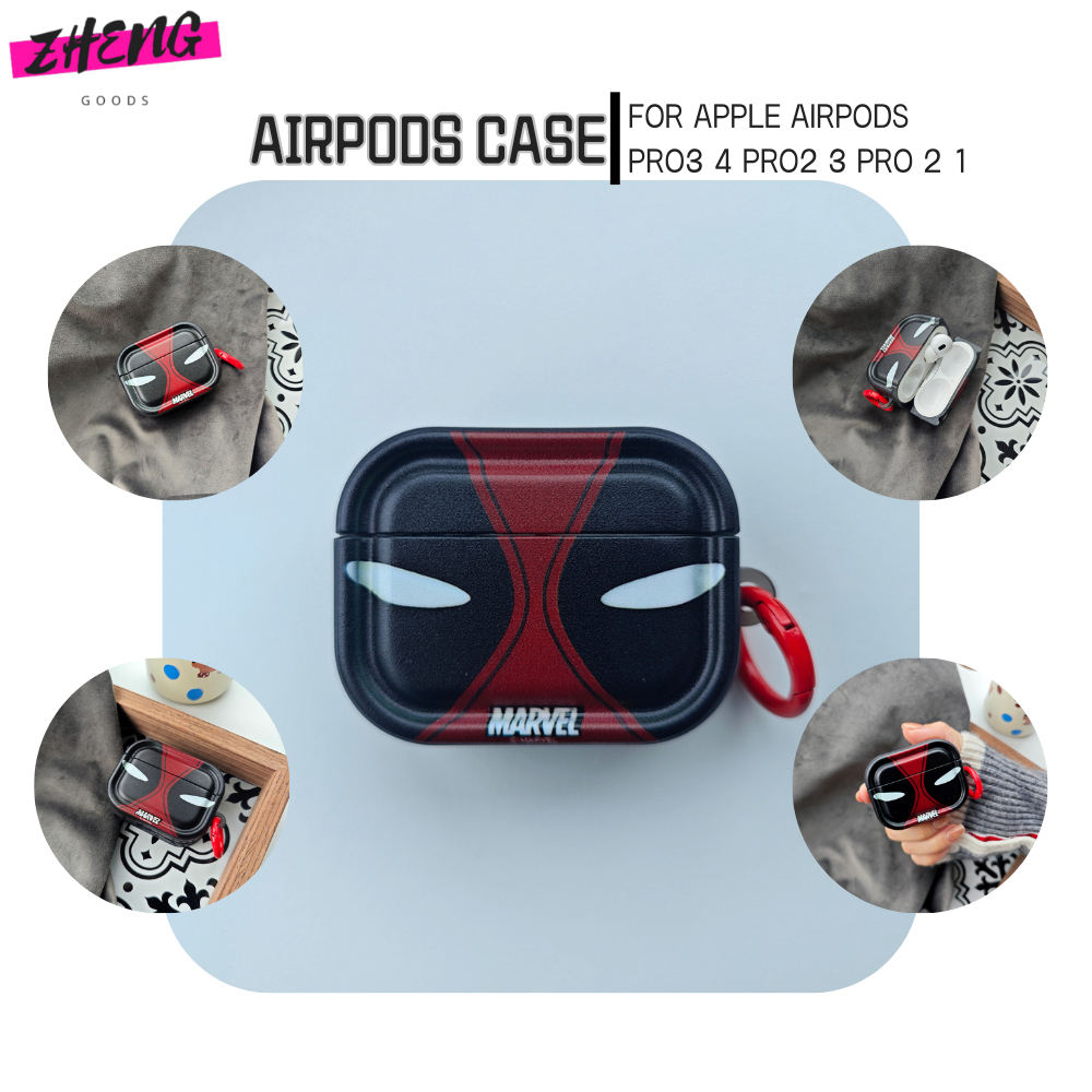 Ốp lưng Deadpool AirPods Pro3 AirPods 4 Pro2 Marvel Vỏ tai nghe TPU màu đen chống sốc cho Apple AirP
