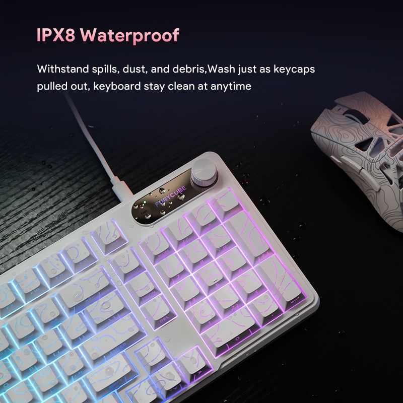 Bàn phím không dây ba chế độ FURYCUBE IP98, chống thấm nước, cảm giác cơ học, Bàn phím chơi game yên