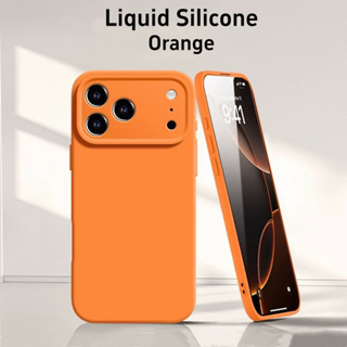 Ốp Điện Thoại Silicon Lỏng Màu Cam Vàng Cho iPhone 17ProMax 16Plus 15 14 13 12 11 Pro Max Vỏ Chống Sốc