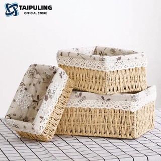  TAIPULING Giỏ mây đựng đồ để bàn đồ khô,giỏ có vải lót,giỏ cói đựng mỹ phẩm 