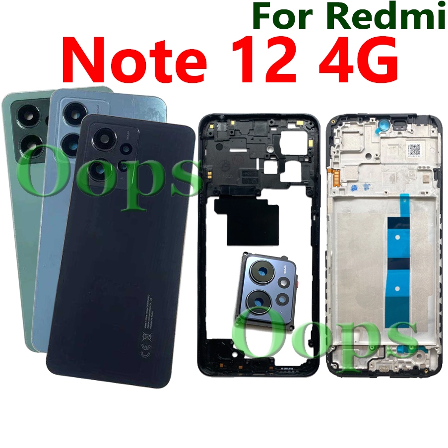 Full Back Housing Back Pin Cover LCD Phía Trước Giữa Khung Dành Cho Redmi Note 12 4G Camera Ống Kính