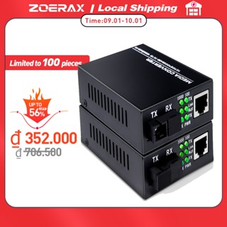 ZoeRax Một Cặp Bộ Thu Phát Quang Sợi Gigabit Media Coverter Ethernet SC Singlemode RJ45 Cổng Thu Phát Quang