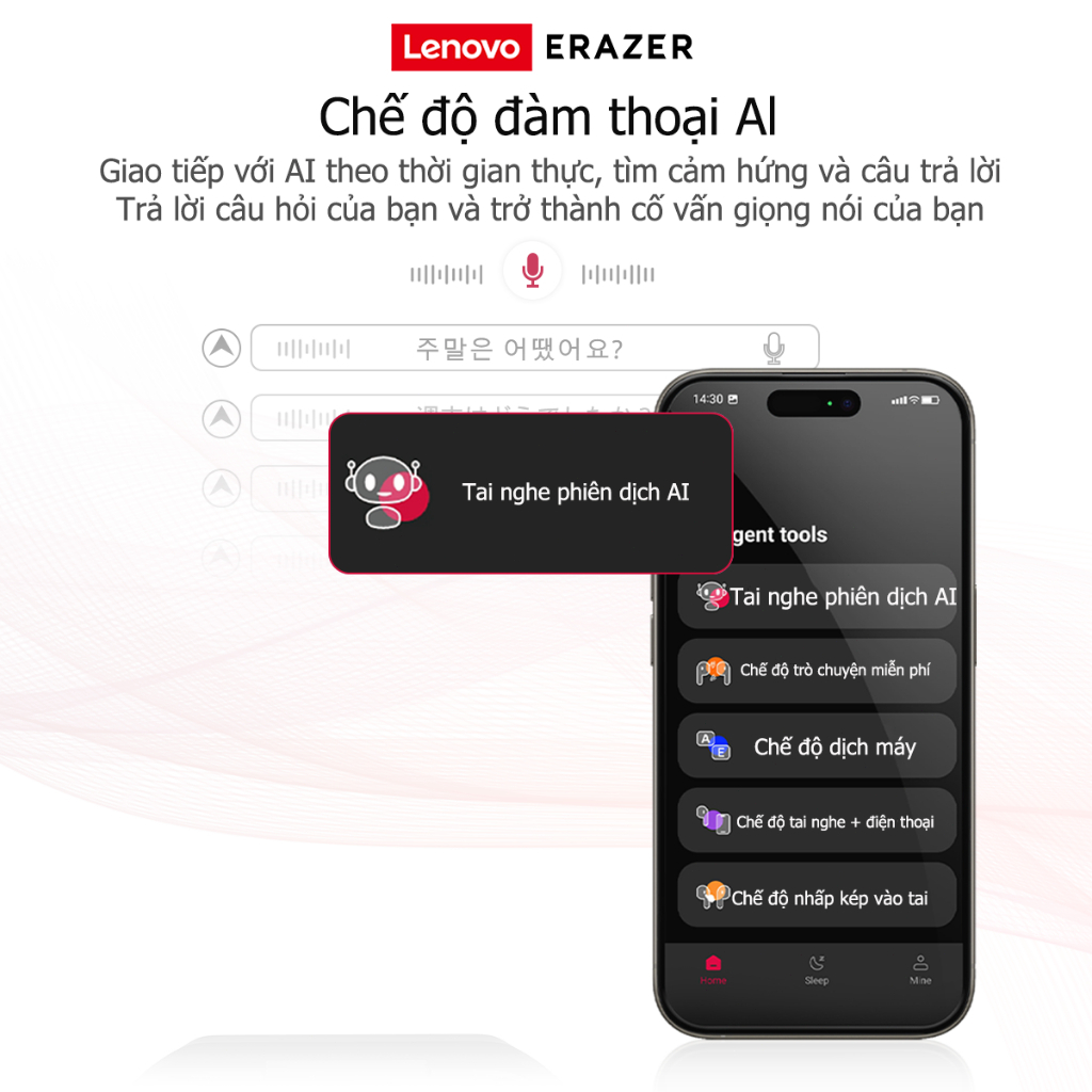 Lenovo ERAZER X8 AI Translation Tai nghe Bluetooth Chống nước IPX5 OWS tai nghe thể thao | BigBuy360 - bigbuy360.vn