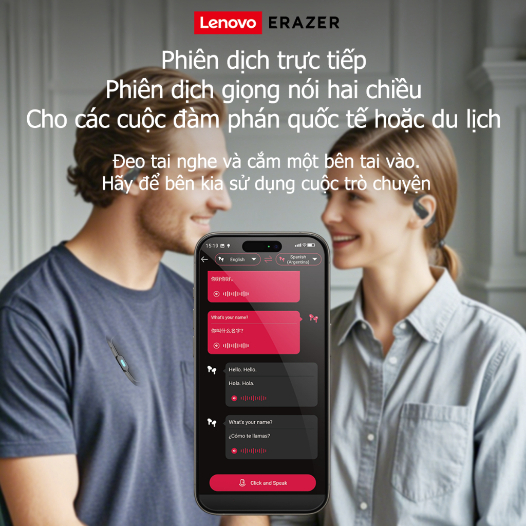 Lenovo ERAZER X8 AI Translation Tai nghe Bluetooth Chống nước IPX5 OWS tai nghe thể thao | BigBuy360 - bigbuy360.vn
