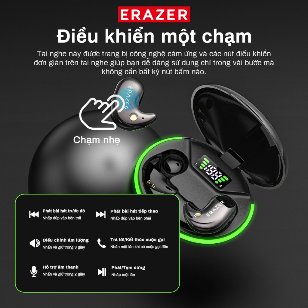 Tai nghe dịch thuật Lenovo ERAZER XF58 AI Tai nghe ngủ không dây LED Bluetooth 6.0 AI Tai nghe dịch thời gian thực IPX7 Tai nghe nhét tai chống nước Chất lượng âm thanh HIFI | BigBuy360 - bigbuy360.vn