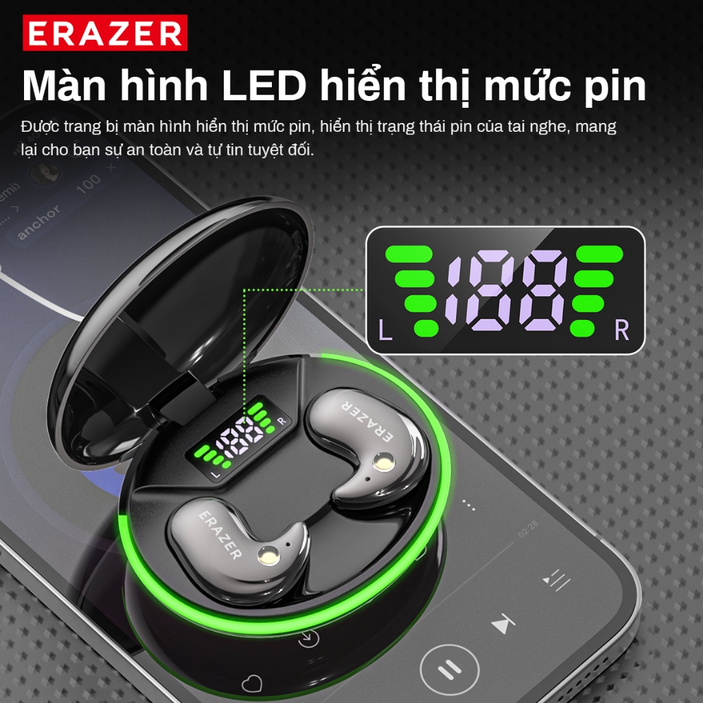 Tai nghe dịch thuật Lenovo ERAZER XF58 AI Tai nghe ngủ không dây LED Bluetooth 6.0 AI Tai nghe dịch thời gian thực IPX7 Tai nghe nhét tai chống nước Chất lượng âm thanh HIFI | BigBuy360 - bigbuy360.vn