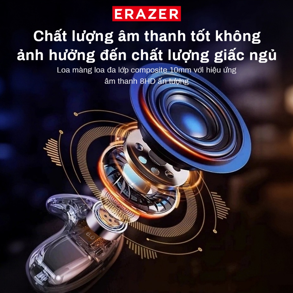 Tai nghe dịch thuật Lenovo ERAZER XF58 AI Tai nghe ngủ không dây LED Bluetooth 6.0 AI Tai nghe dịch thời gian thực IPX7 Tai nghe nhét tai chống nước Chất lượng âm thanh HIFI | BigBuy360 - bigbuy360.vn