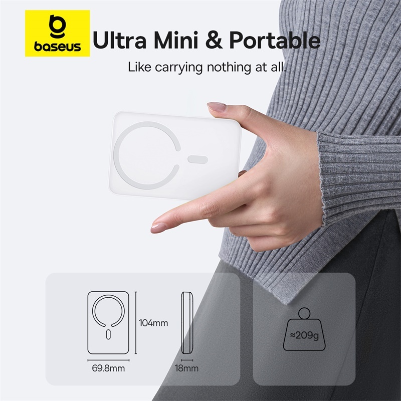 Pin sạc dự phòng không dây FM11 22.5W BASEUS 10000mah mini có nam châm thích hợp cho phone | BigBuy360 - bigbuy360.vn
