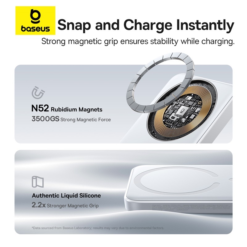 Pin sạc dự phòng không dây FM11 22.5W BASEUS 10000mah mini có nam châm thích hợp cho phone | BigBuy360 - bigbuy360.vn