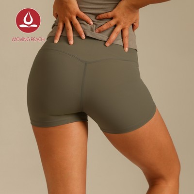MOVING PEACH Quần Short Thể Thao Lưng Cao Thấm Hút Mồ Hôi Thích Hợp Chạy Bộ / Tập Yoga Cho Nữ BPK