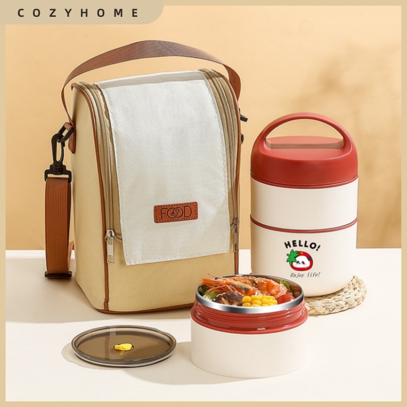 [Follow & Jimat RM5] Hộp cơm trưa cách nhiệt nhiều lớp bằng thép không gỉ CozyHome 304 dành cho nữ /