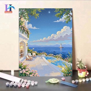 Hamlet【40x50cm】Tranh sơn theo số/tranh tô màu theo số/diy quà tặng/Bầu trời xanh/Phong cảnh