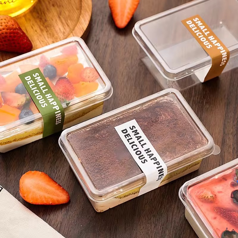 LM 50 Hộp Bánh Nhựa Cứng Có Nắp | Hộp đựng lốc xoáy trong suốt cho Tiramisu, Bánh xoài, Brazo de Mer