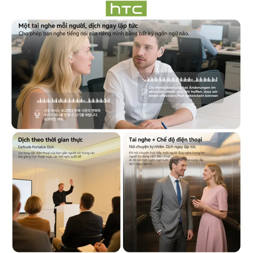 HTC NE52 Tai nghe Bluetooth mở phong cách Bản dịch thời gian thực 134 ngôn ngữ, 40 giờ siêu bền, Âm trầm HiFi, Chống nước IPX5, Kết nối Lightning Bluetooth 6.0 | BigBuy360 - bigbuy360.vn