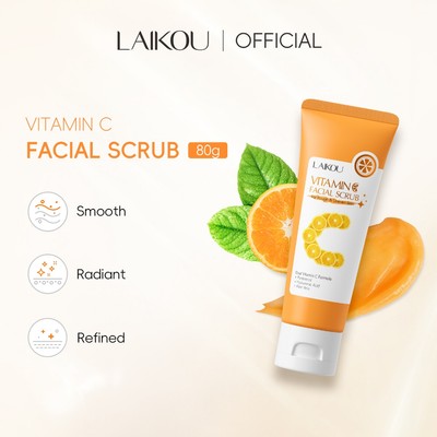 LAIKOU Vitamin C Brightening Facial Scrub 80g - Tẩy tế bào chết nhẹ nhàng & thậm chí tông màu da cho da thô và không đều